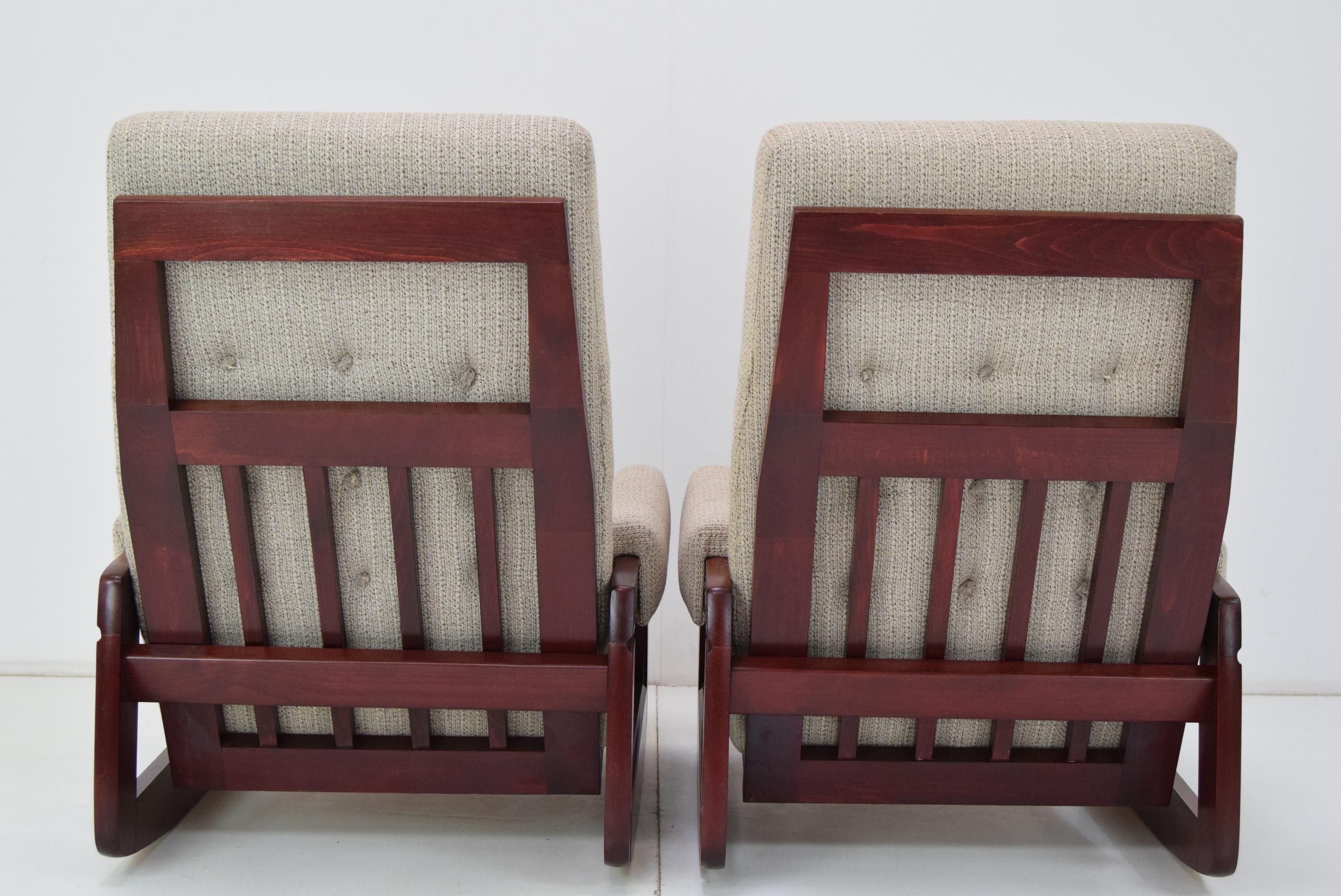 Fin du 20e siècle Paire de fauteuils à bascule de design du milieu du siècle dernier, années 1980. en vente