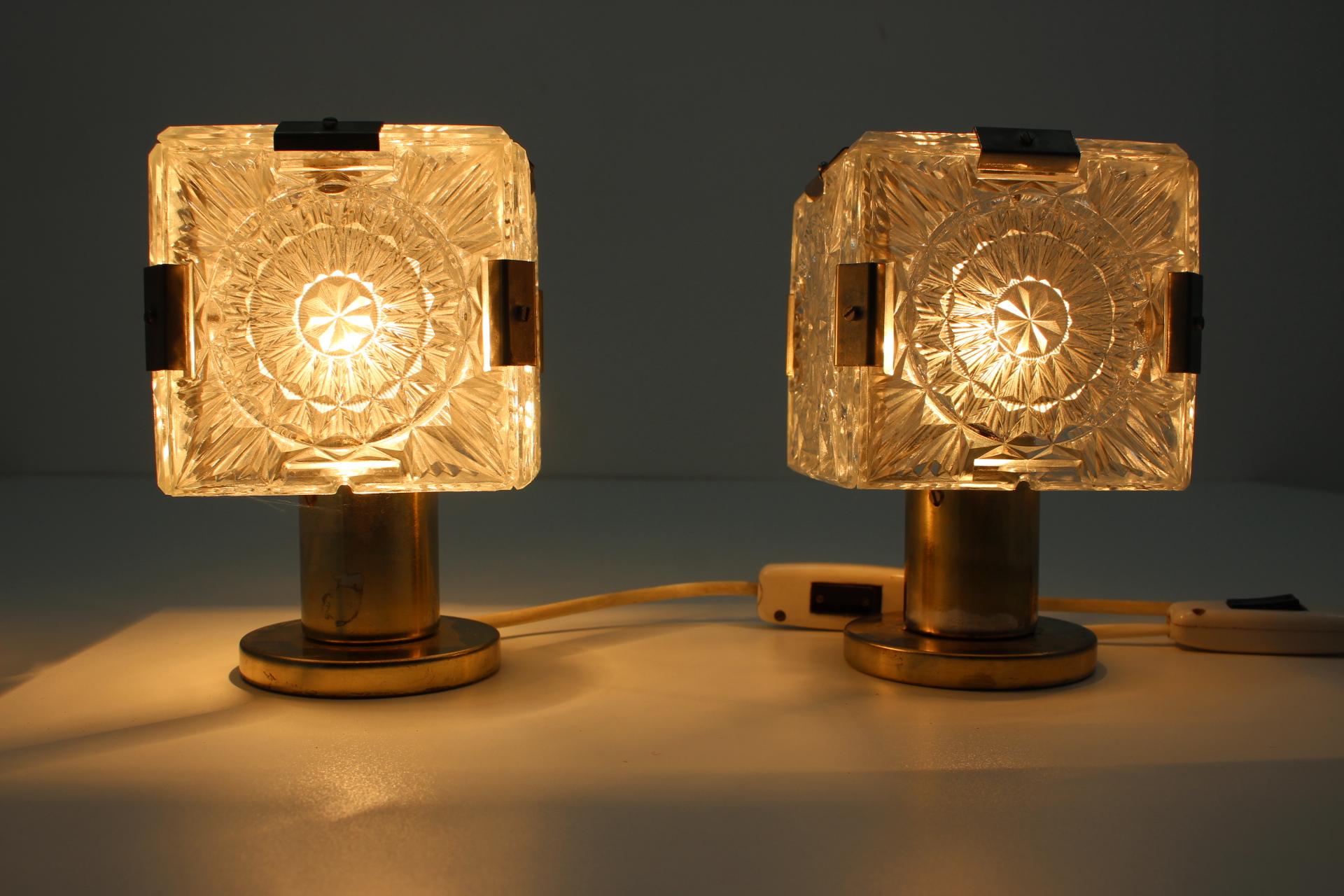 Czech Pair of Midcentury Design Table Lamps, 1970s