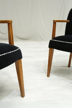 Single Mid century desk chairs- Black velvet