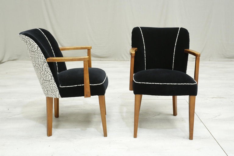 Single Mid century desk chairs Black velvet For Sale at 1stDibs