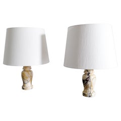 Pair of Mid-Century Desk Table Lamps in Marble Produced in Sweden, 1950s