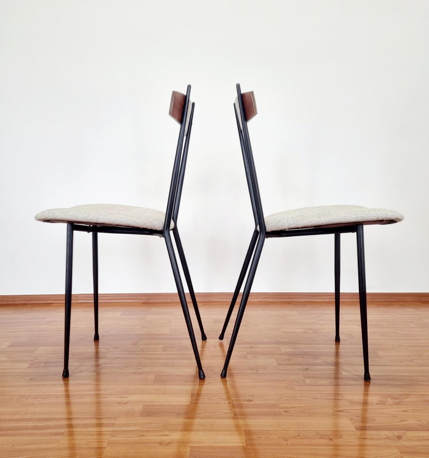 Metal Pair of Mid-Century Dining Chairs, Italy 50s For Sale