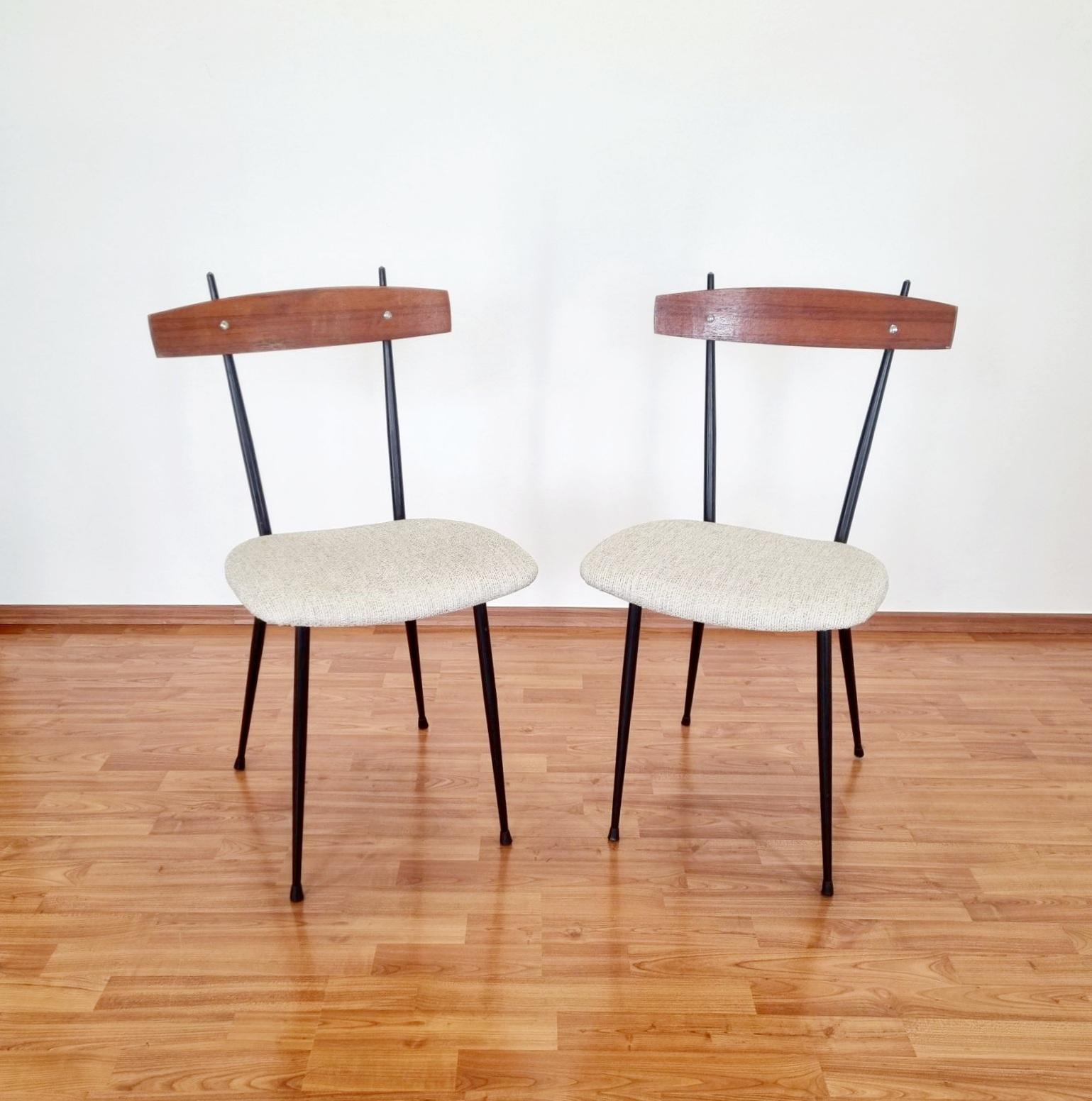 Pair of Mid-Century Dining Chairs, Italy 50s For Sale 1