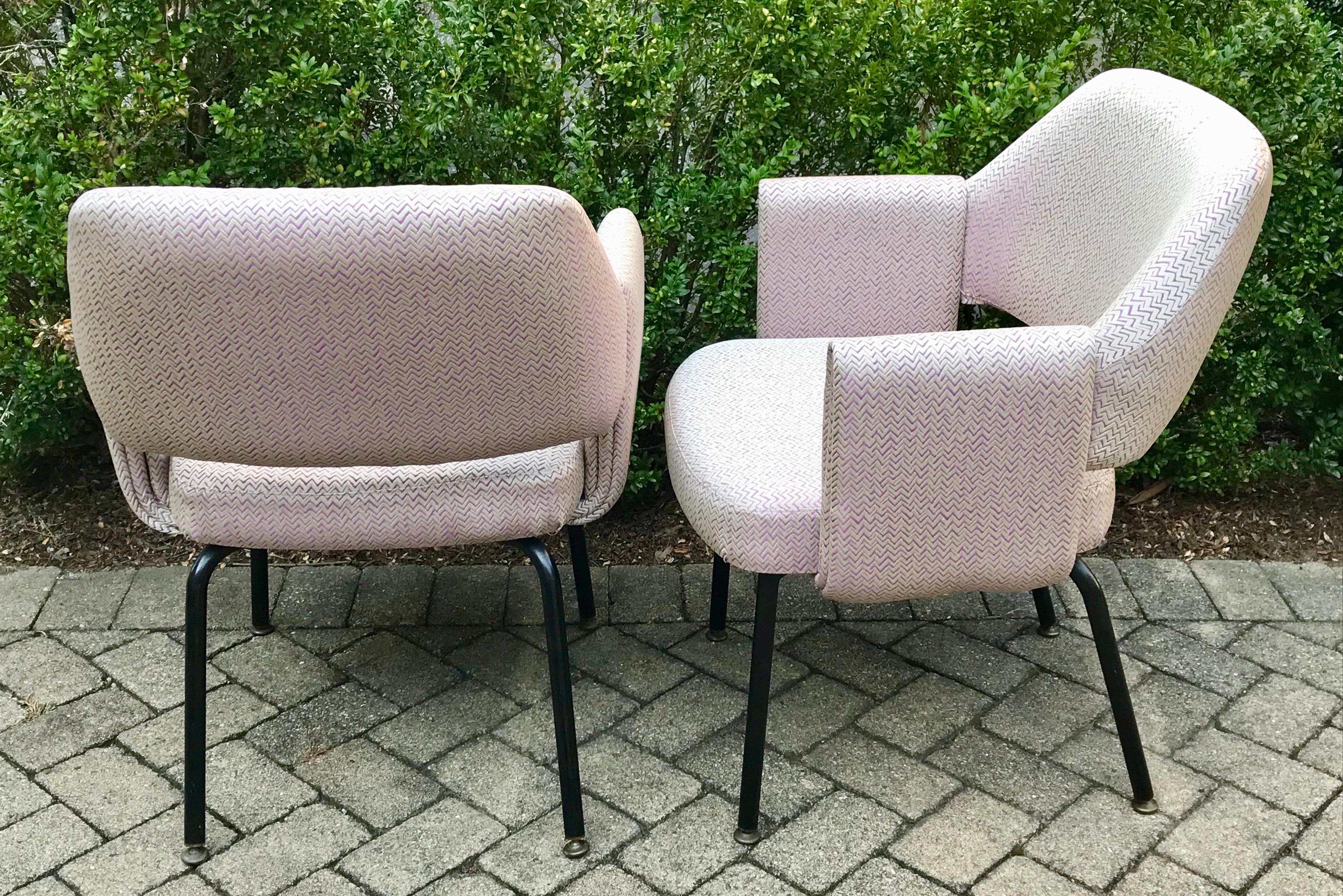 French Pair of Mid Century Dining or Side Chairs by Marc Simon for the SS France, 1962