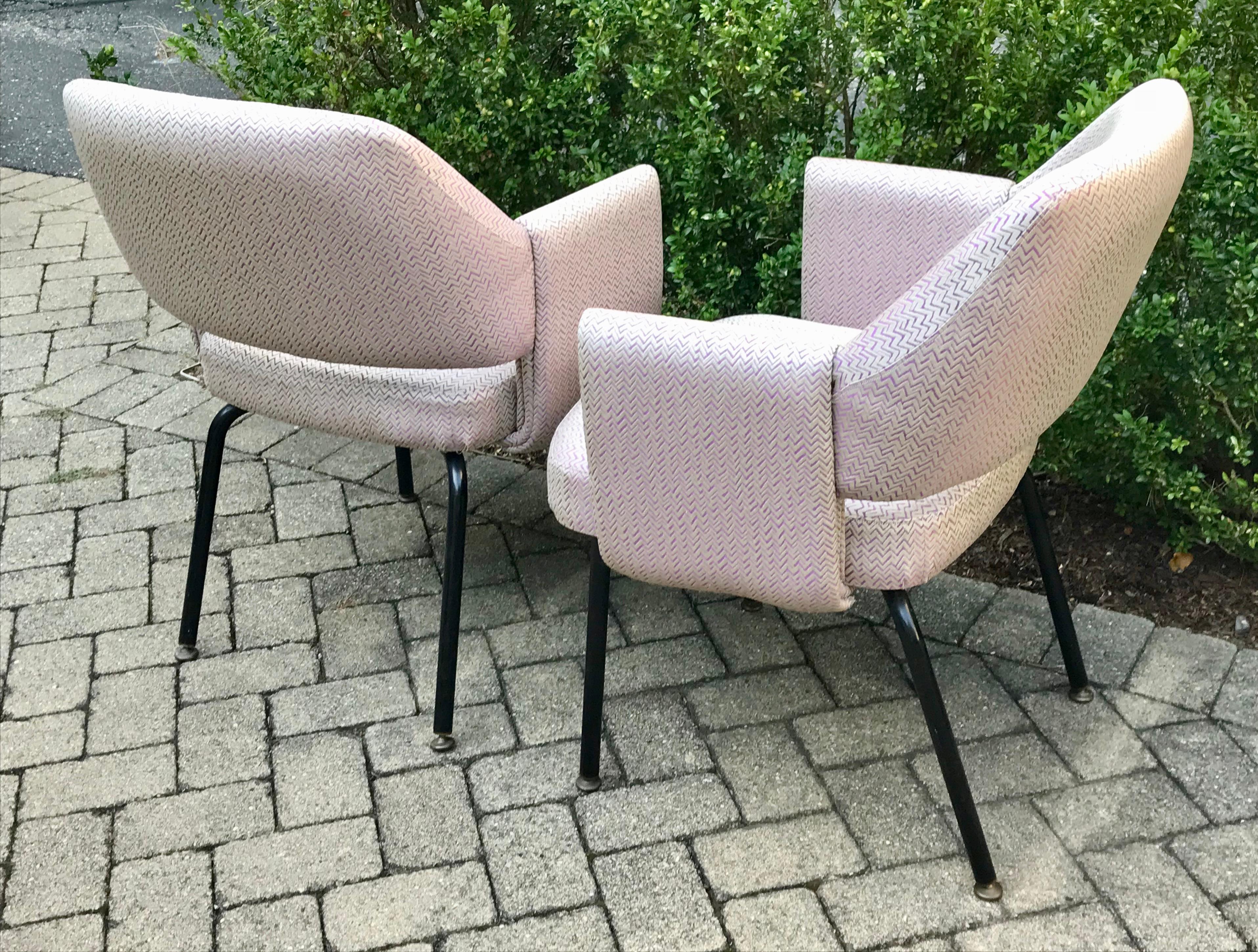 Pair of Mid Century Dining or Side Chairs by Marc Simon for the SS France, 1962 In Good Condition In Bedford Hills, NY