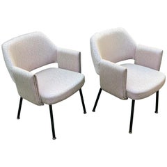 Paire de chaises de salle à manger ou d'appoint du milieu du siècle par Marc Simon pour la SS France:: 1962