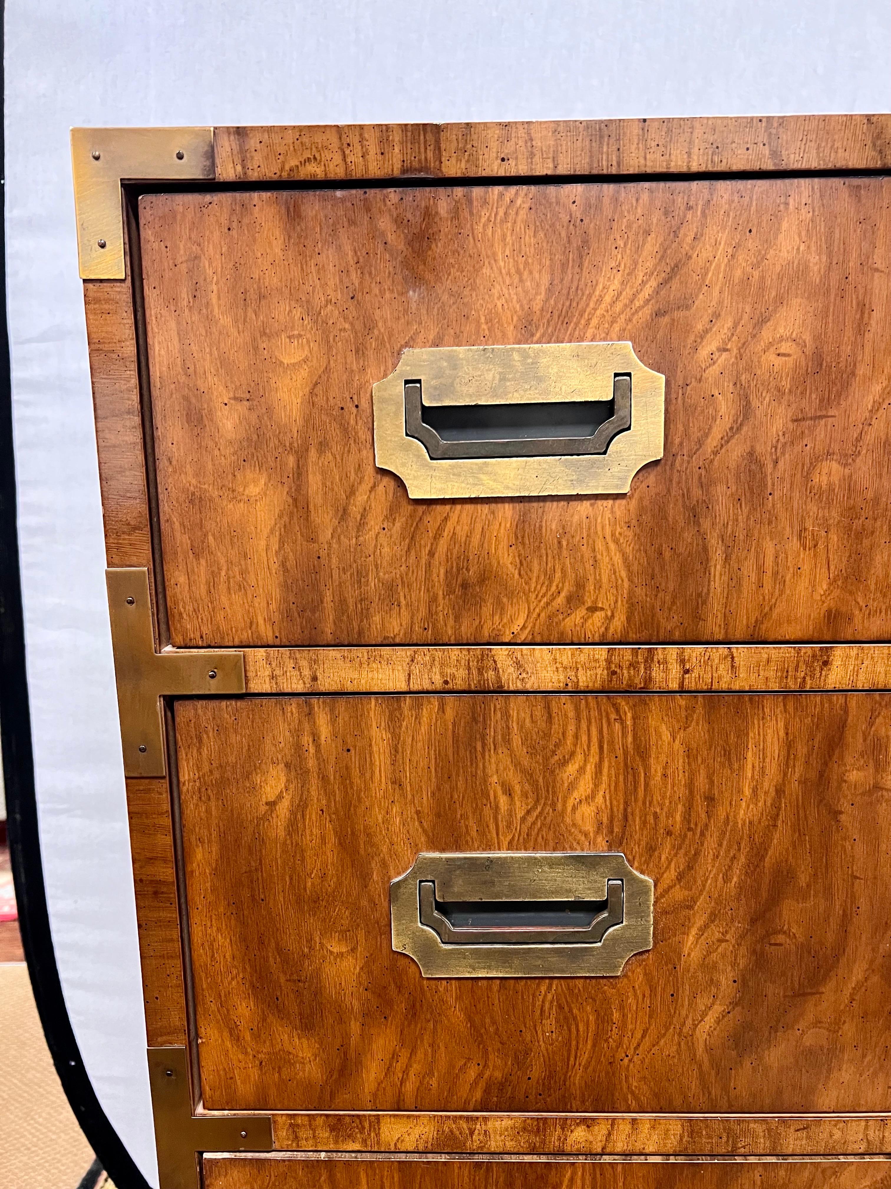 Pair of Mid-Century Dixie Furniture Campaigner Campaign Style Chests Dressers 1