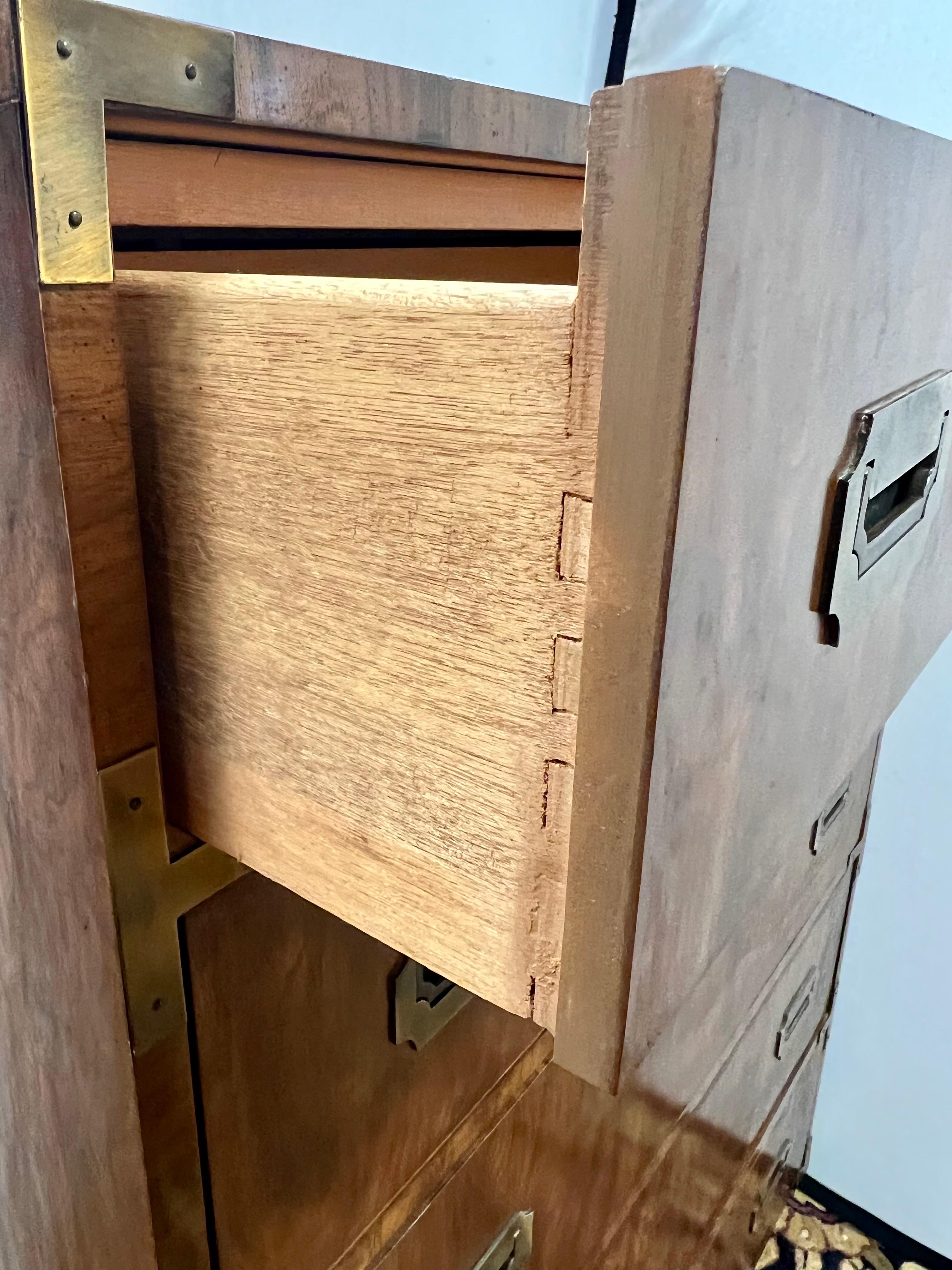Pair of Mid-Century Dixie Furniture Campaigner Campaign Style Chests Dressers 2