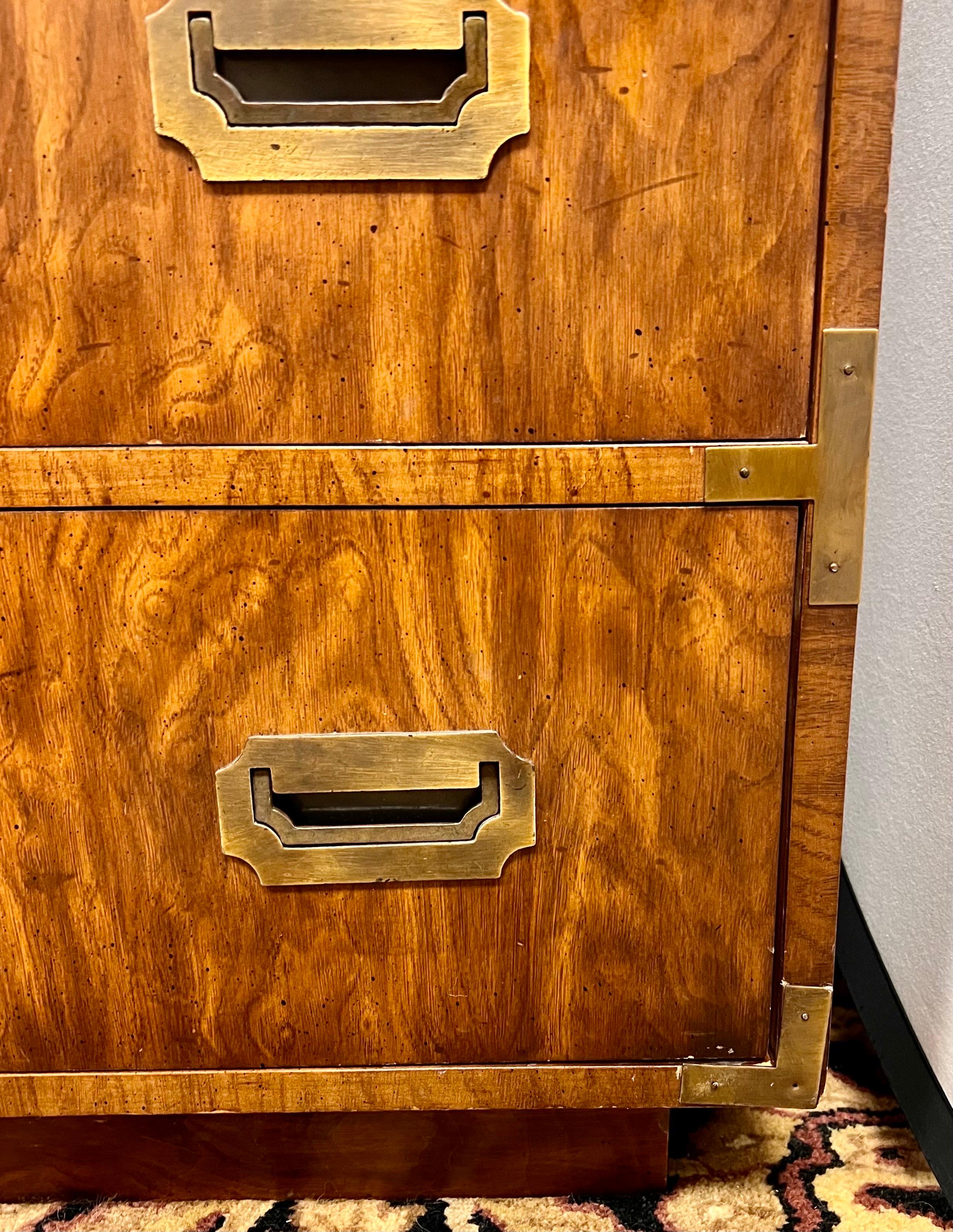 Mid-20th Century Pair of Mid-Century Dixie Furniture Campaigner Campaign Style Chests Dressers