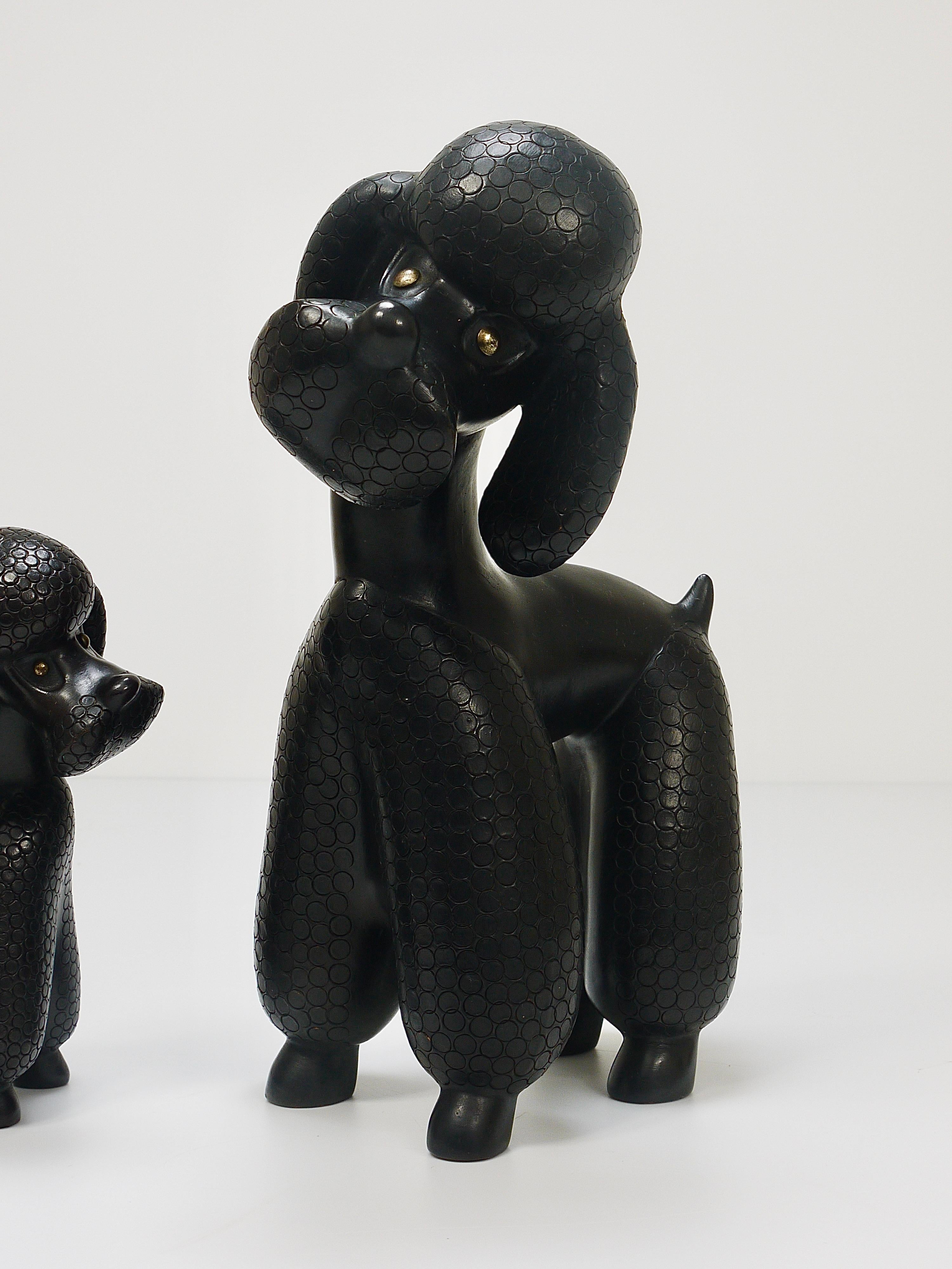 Pair of Mid-Century Dog Poodle Sculptures by Leopold Anzengruber, Austria, 1950s For Sale 1