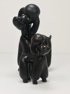 Pair of Mid-Century Dog Poodle Sculptures by Leopold Anzengruber, Austria, 1950s