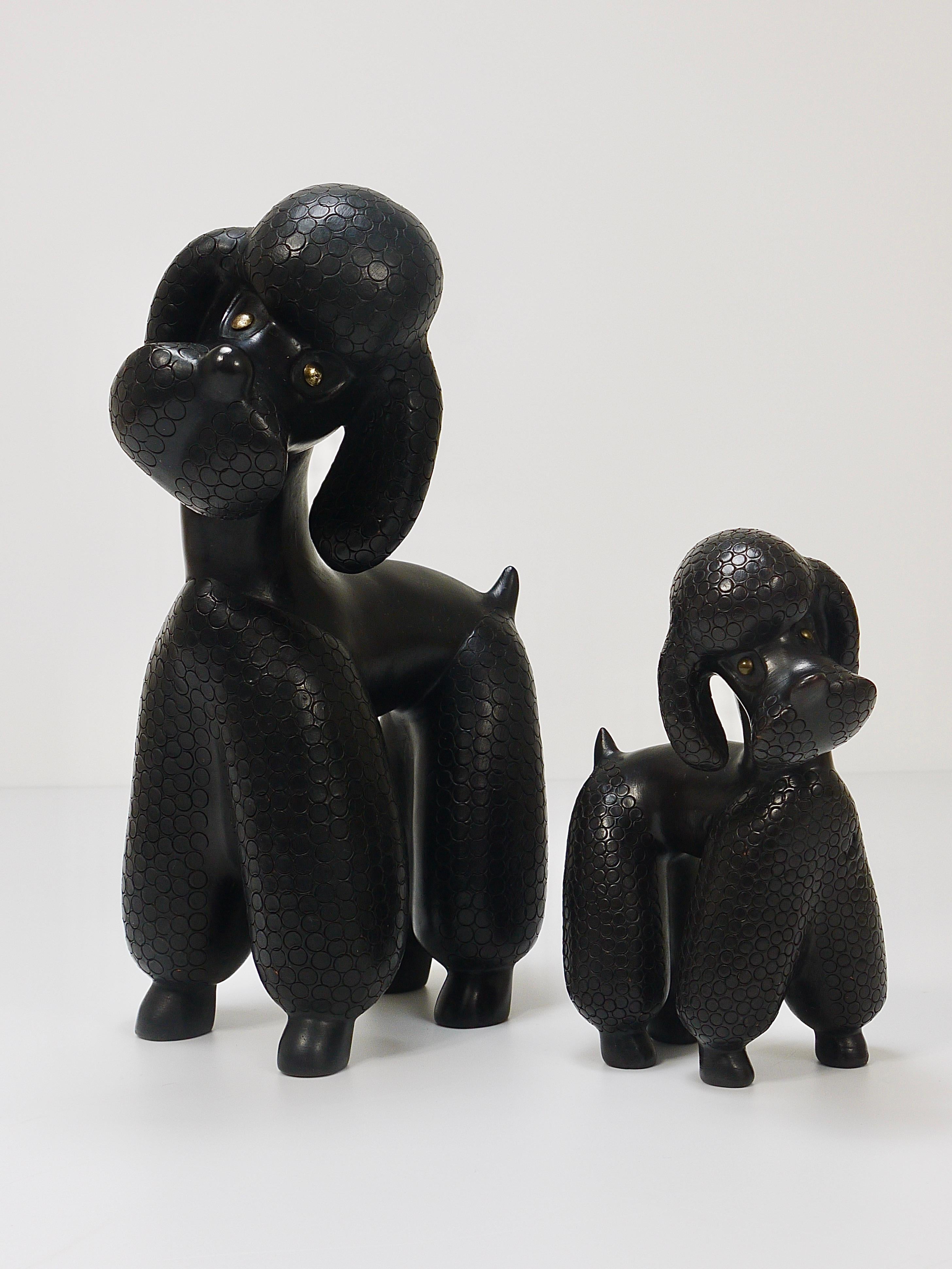 Mid-Century Modern Pair of Mid-Century Dog Poodle Sculptures by Leopold Anzengruber, Austria, 1950s For Sale