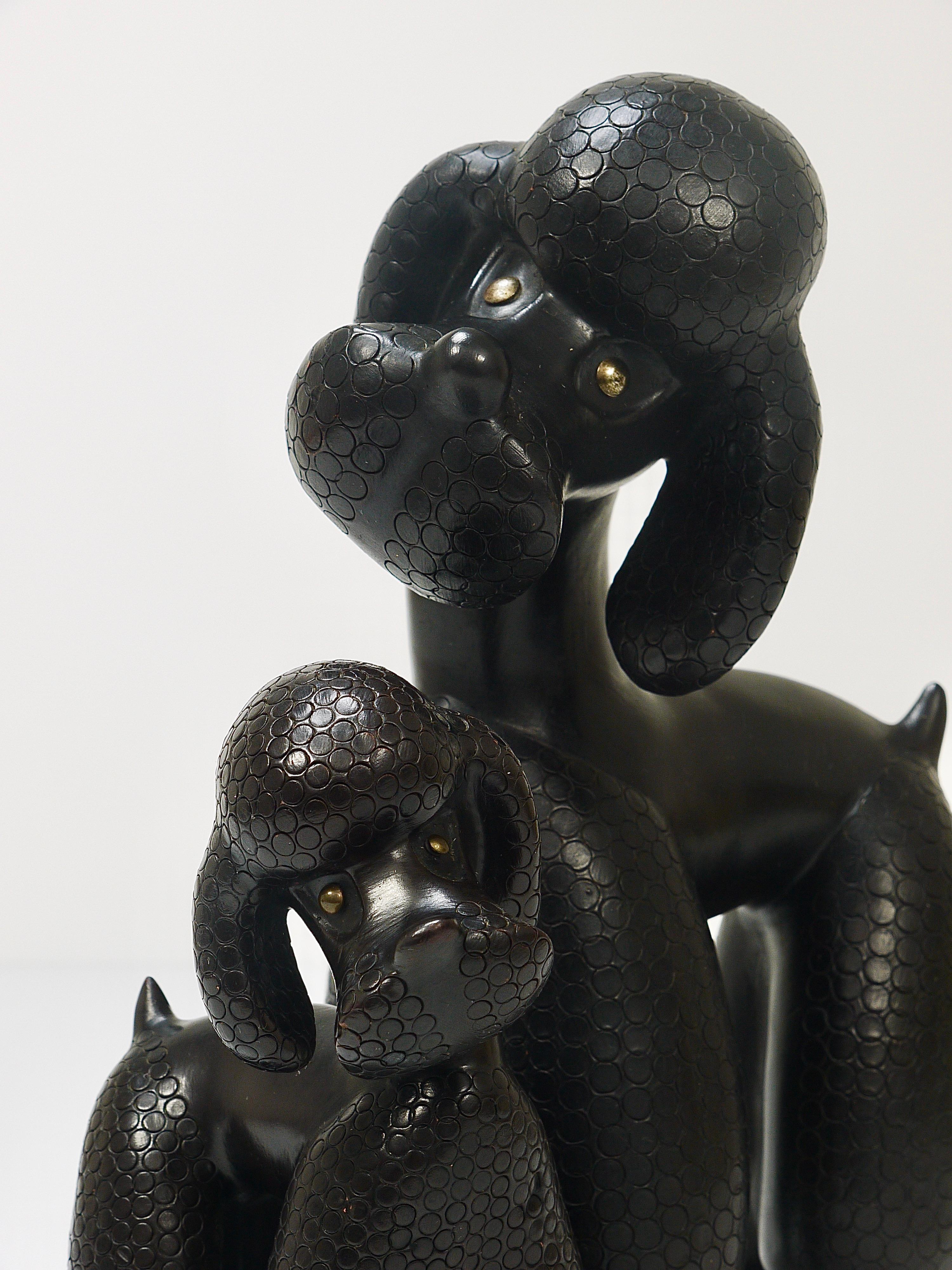 Pair of Mid-Century Dog Poodle Sculptures by Leopold Anzengruber, Austria, 1950s In Good Condition For Sale In Vienna, AT