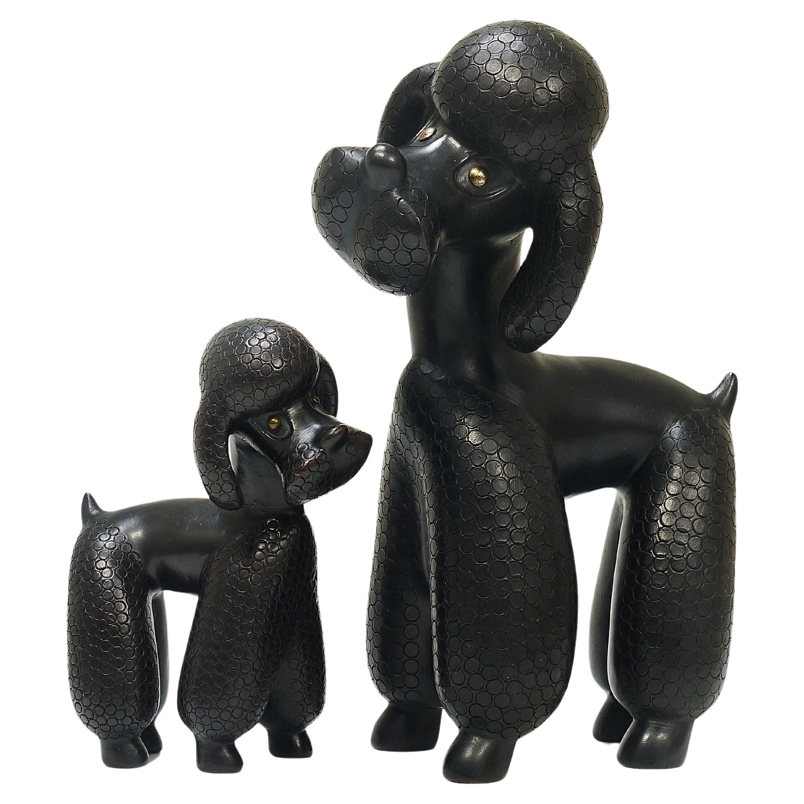Pair of Mid-Century Dog Poodle Sculptures by Leopold Anzengruber, Austria, 1950s For Sale