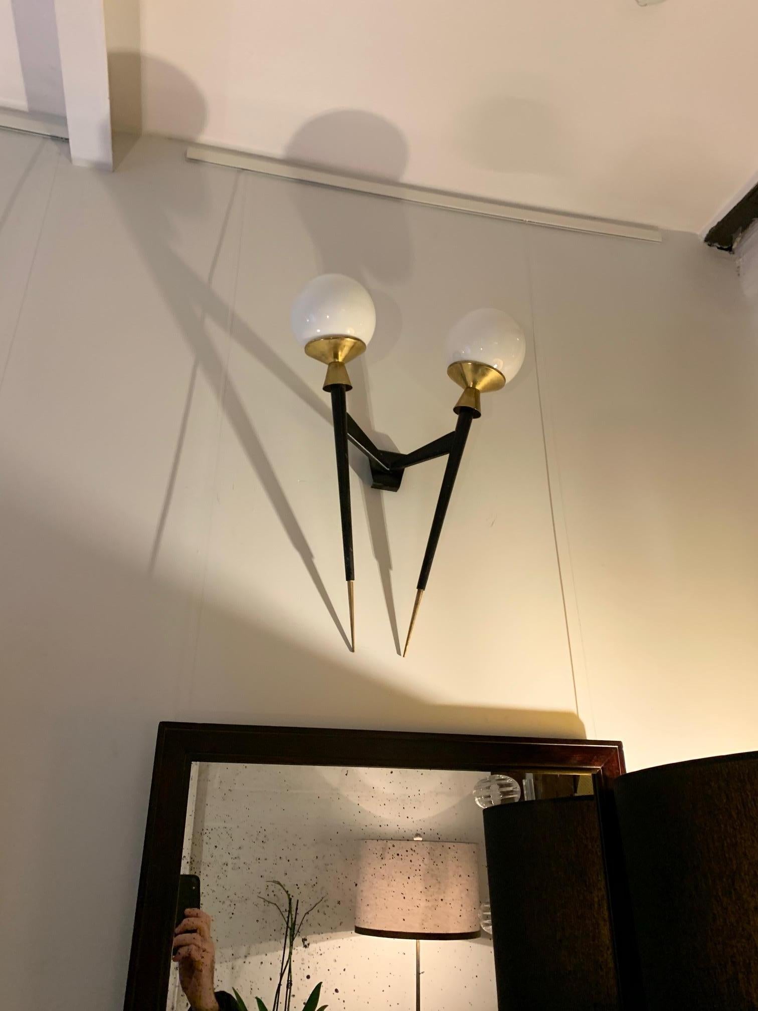 Pair of Mid-Century Double French Torchère Wall  Sconces 2