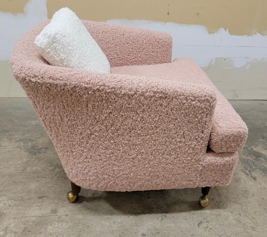 Mid-Century Modern Pair of Mid-Century Drexel Blush Pink Boucle Chairs Newly Reupholstered