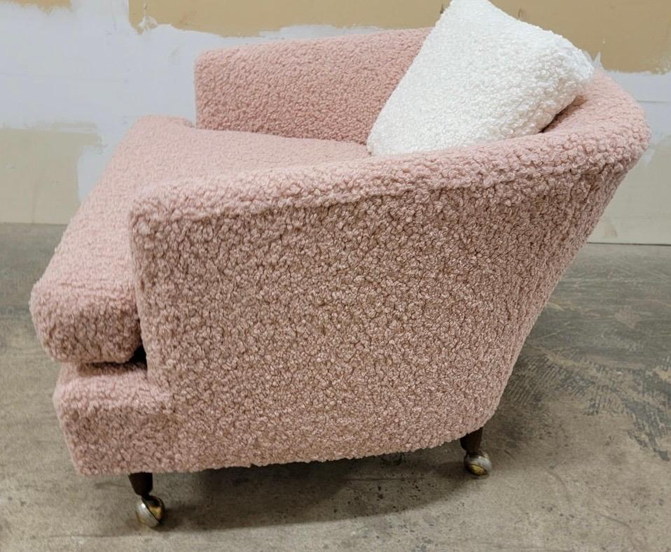 American Pair of Mid-Century Drexel Blush Pink Boucle Chairs Newly Reupholstered