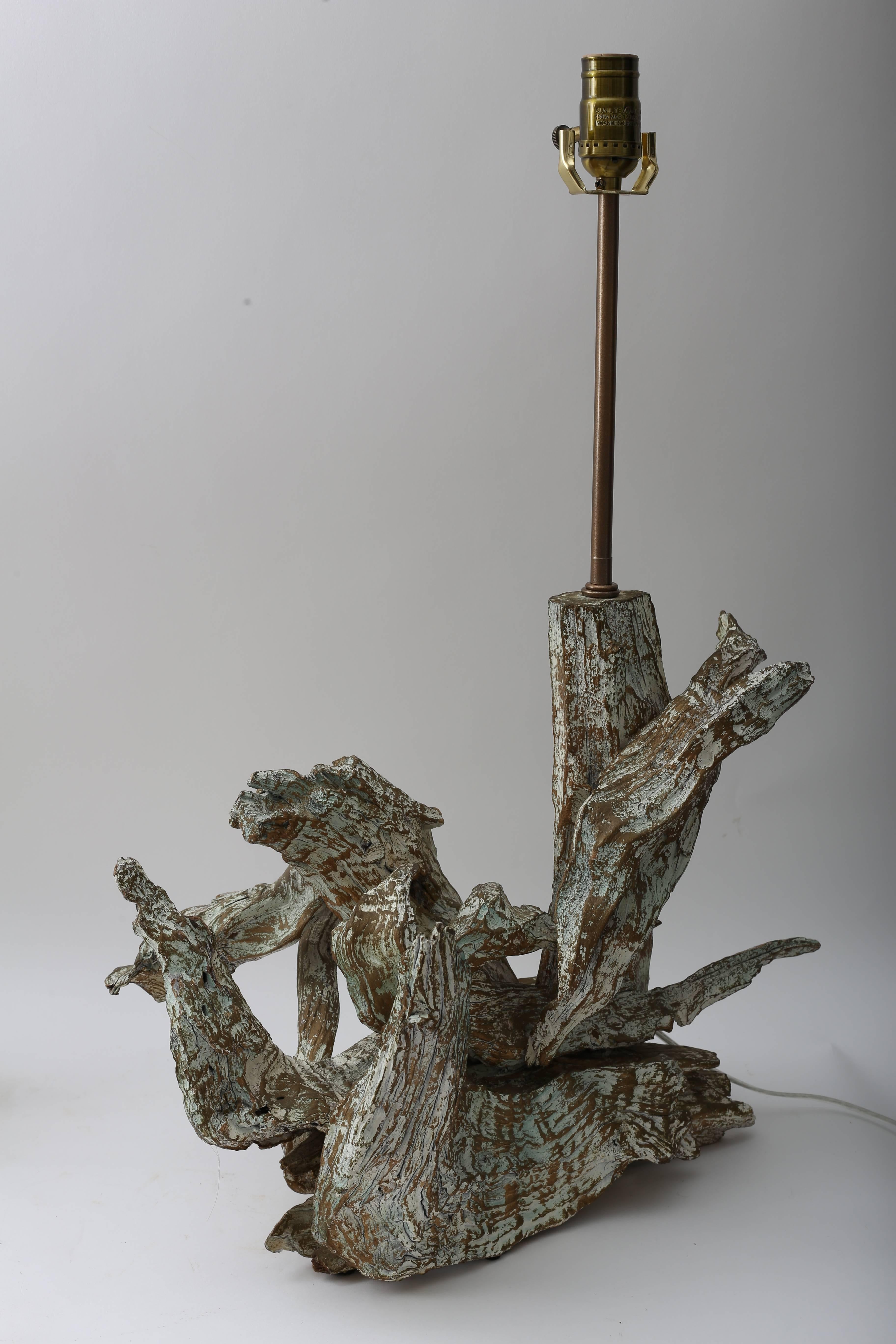 American Pair of Midcentury Driftwood Table Lamps