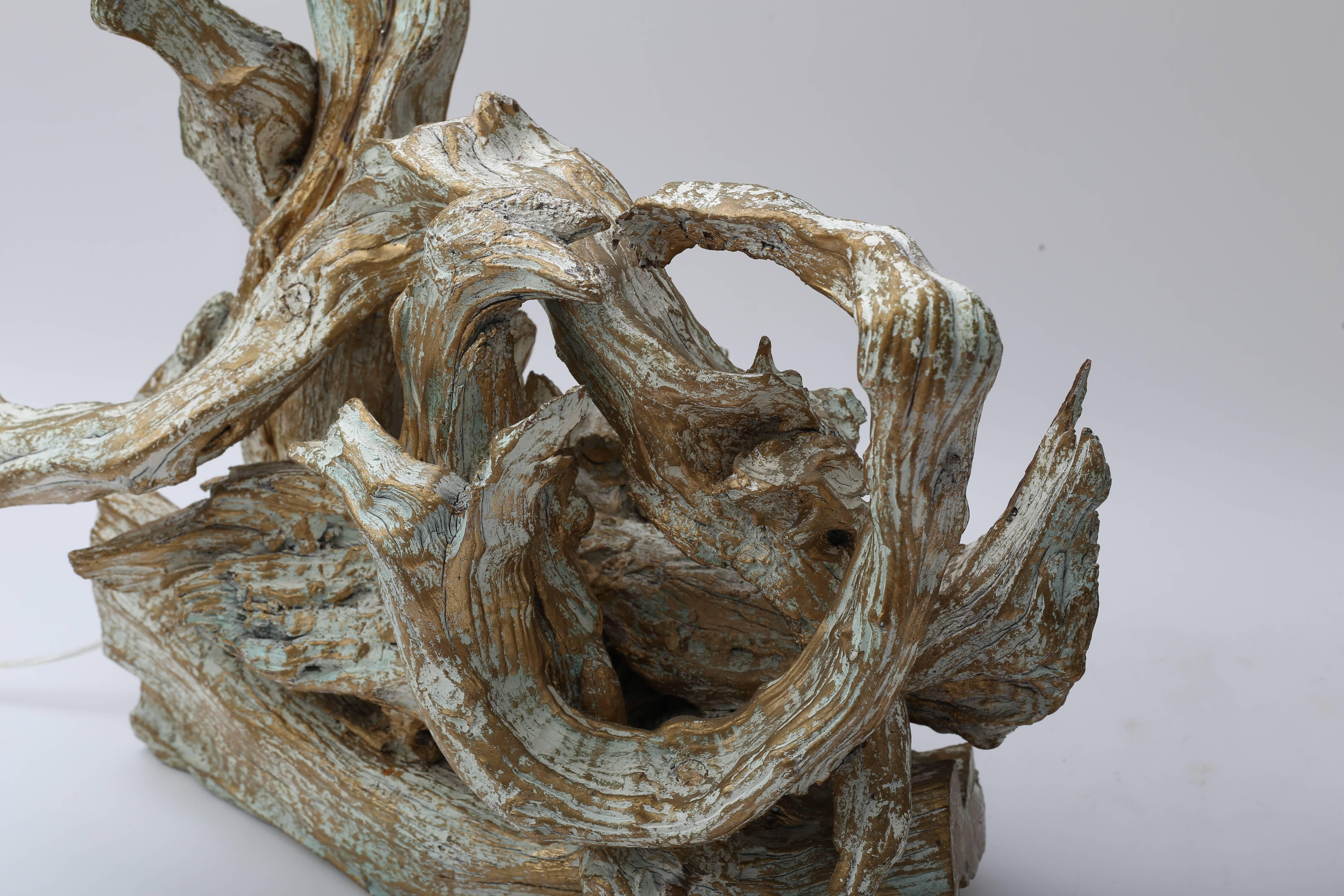 Pair of Midcentury Driftwood Table Lamps In Good Condition In West Palm Beach, FL