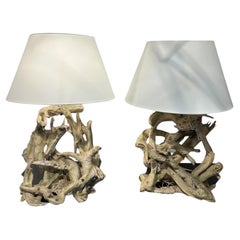 Pair of Mid-Century Driftwood Table Lamps