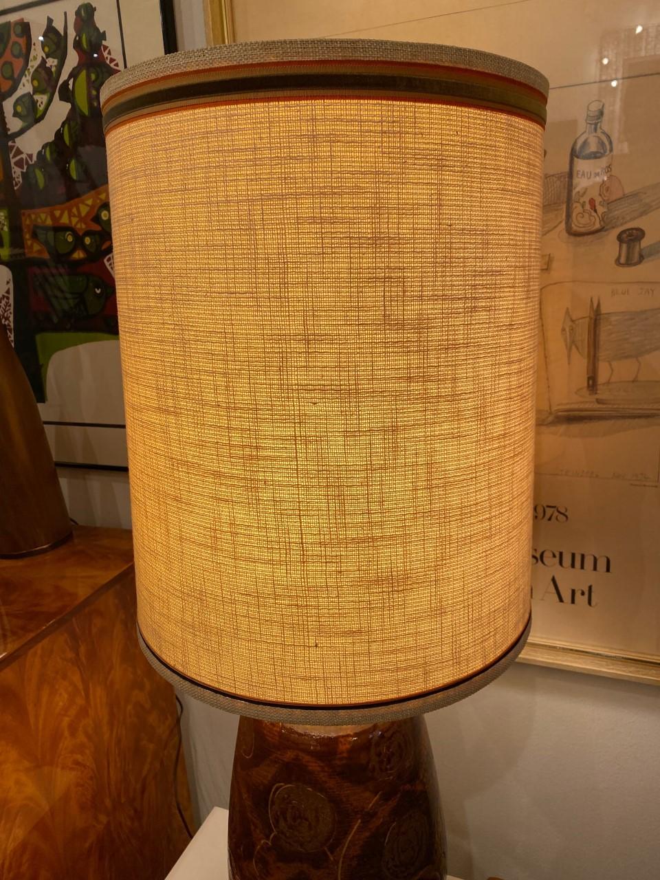 Pair of Midcentury Drip Glaze Ceramic Table Lamps In Good Condition In San Diego, CA