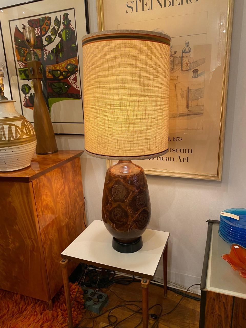 Mid-20th Century Pair of Midcentury Drip Glaze Ceramic Table Lamps