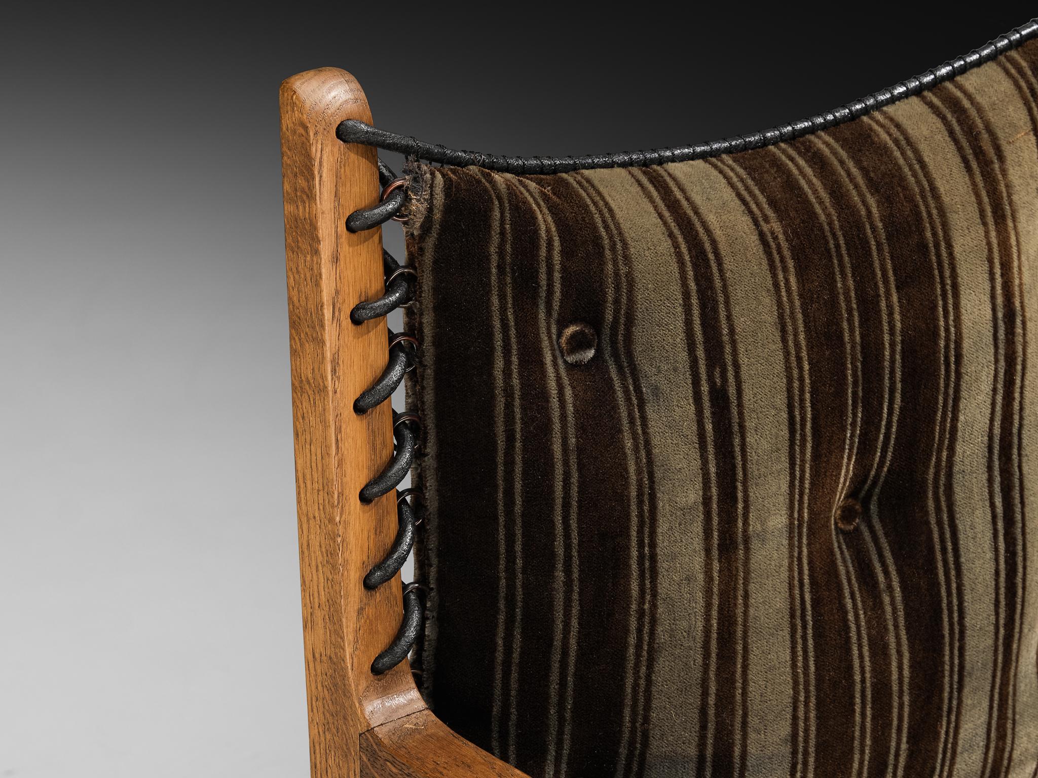 Pair of Mid-Century Dutch Armchairs in Oak with Laced Detailing For Sale 2