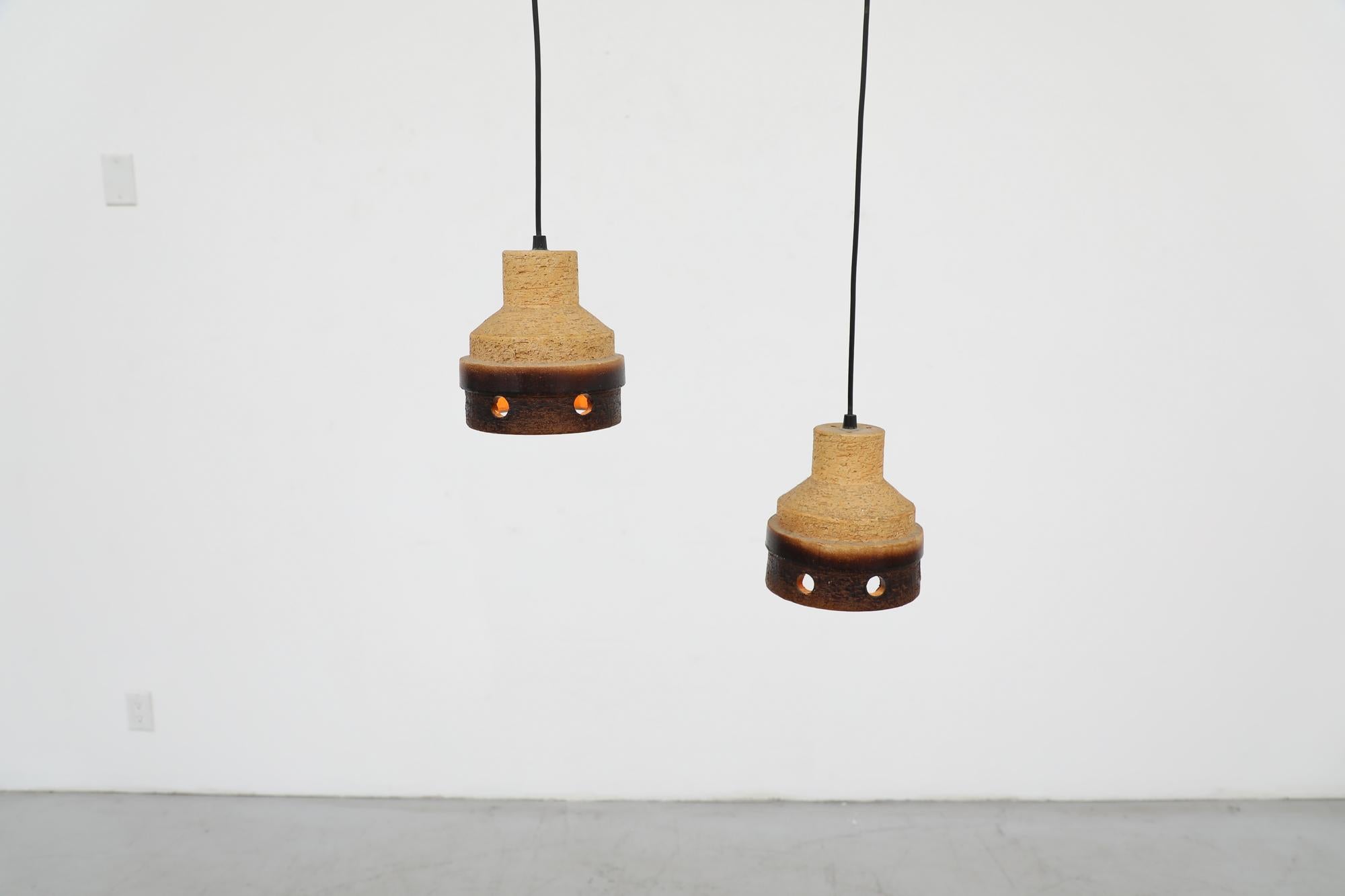 Pair of Mid-Century Dutch Ceramic Pendant Lamps In Good Condition For Sale In Los Angeles, CA