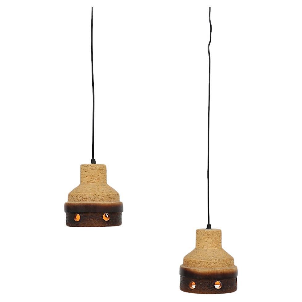 Pair of Mid-Century Dutch Ceramic Pendant Lamps For Sale