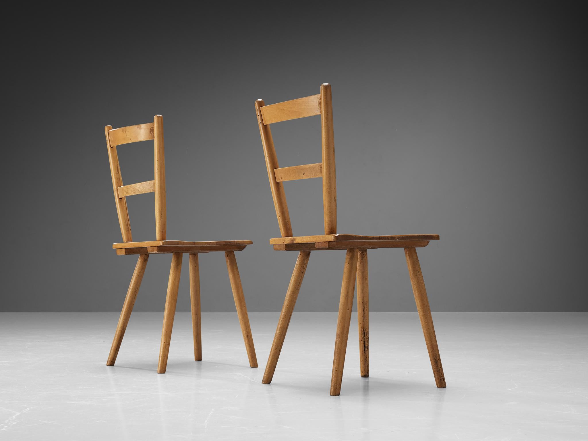 Beech Pair of Mid-Century Dutch Dining Chairs For Sale