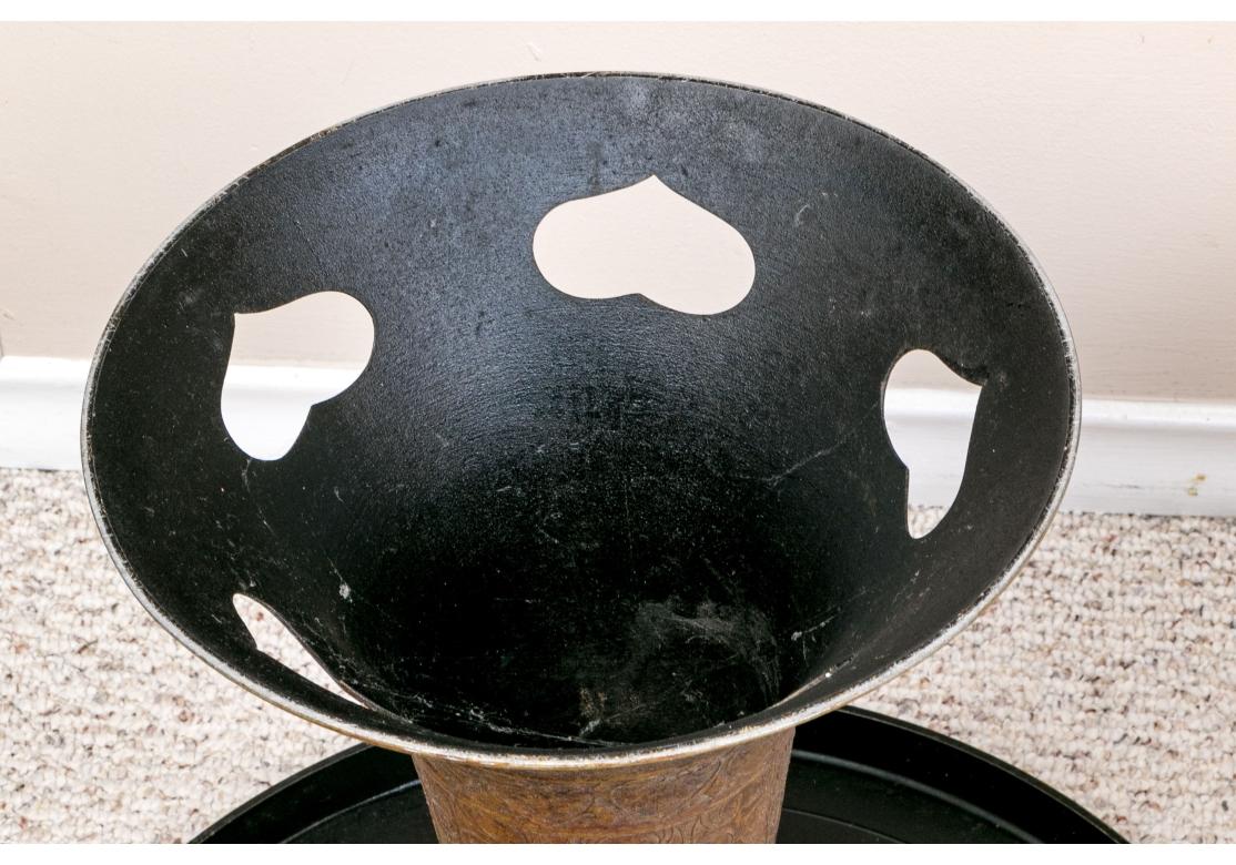 Moorish Pair Of Mid Century Eastern Brass Side Tables For Sale