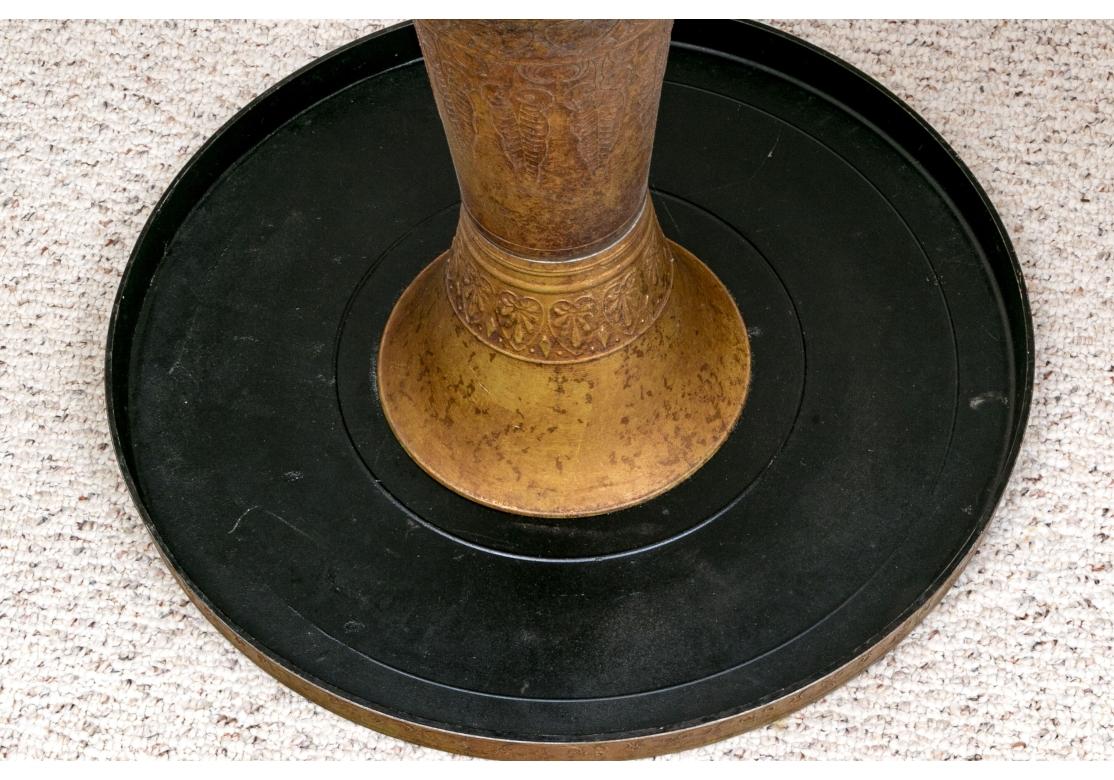 Pair Of Mid Century Eastern Brass Side Tables For Sale 1