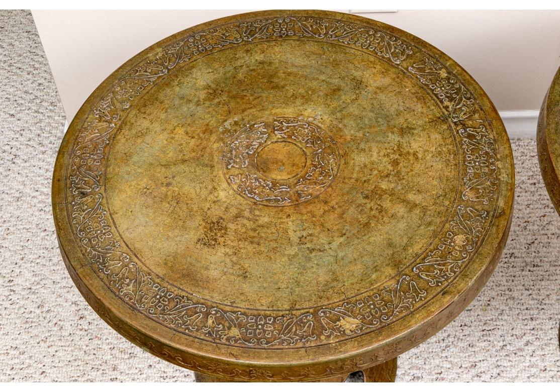 Pair Of Mid Century Eastern Brass Side Tables For Sale 3