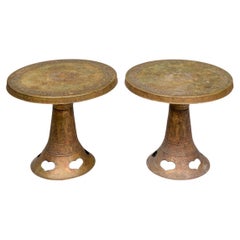 Pair Of Mid Century Eastern Brass Side Tables