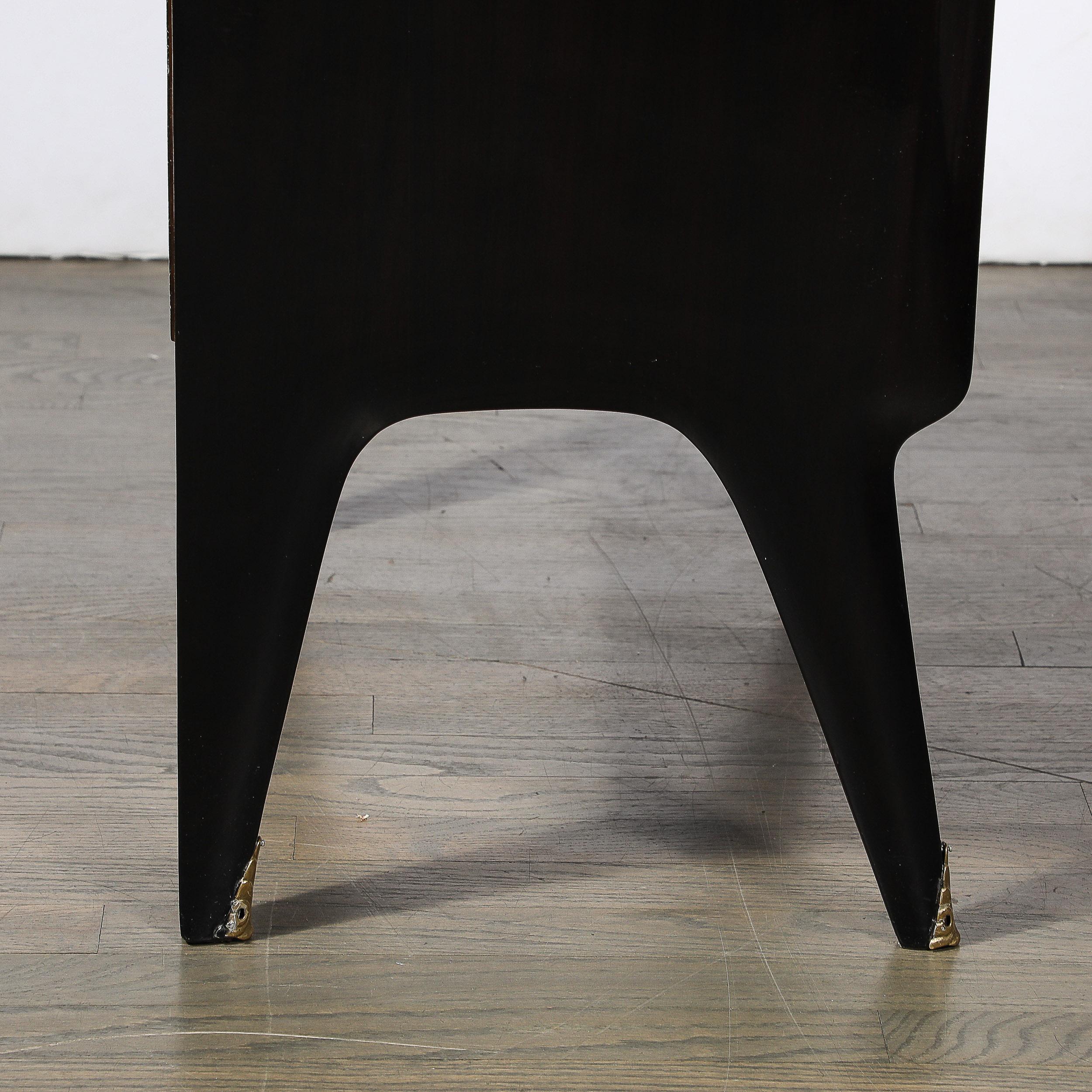 Pair of Mid-Century Ebonized Walnut & Brass Sculptural Nightstands by Ico Parisi For Sale 5