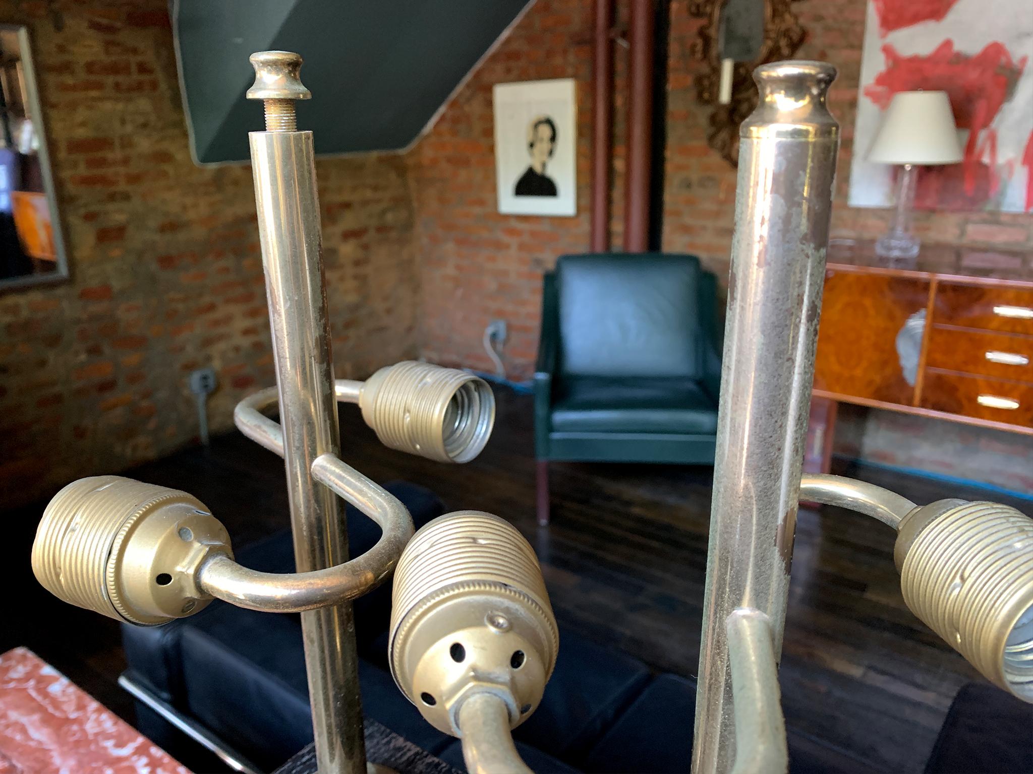 20th Century Pair of Mid-Century Ebonized Wood Table Lamps