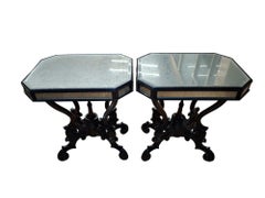 Pair of Eglomise Side Tables W/Napoleon III Style Bases