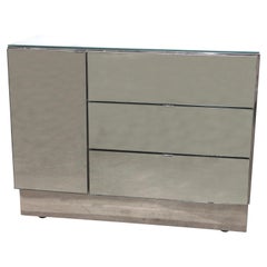 Pair of Midcentury Ello Mirrored Cabinets with Minimalist Handles by Guy Barker