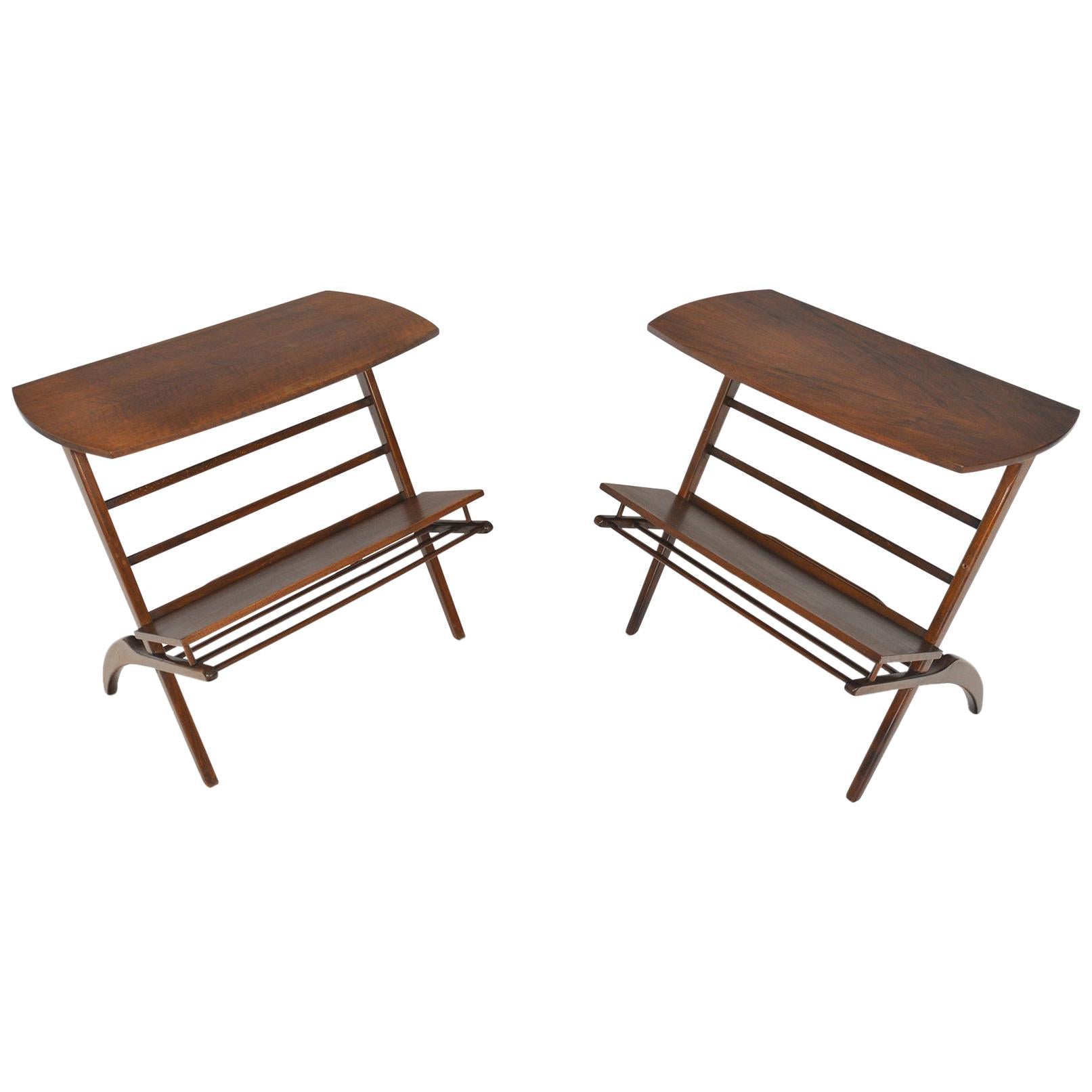 Pair of MidCentury Hexagonal Side Tables For Sale at 1stDibs