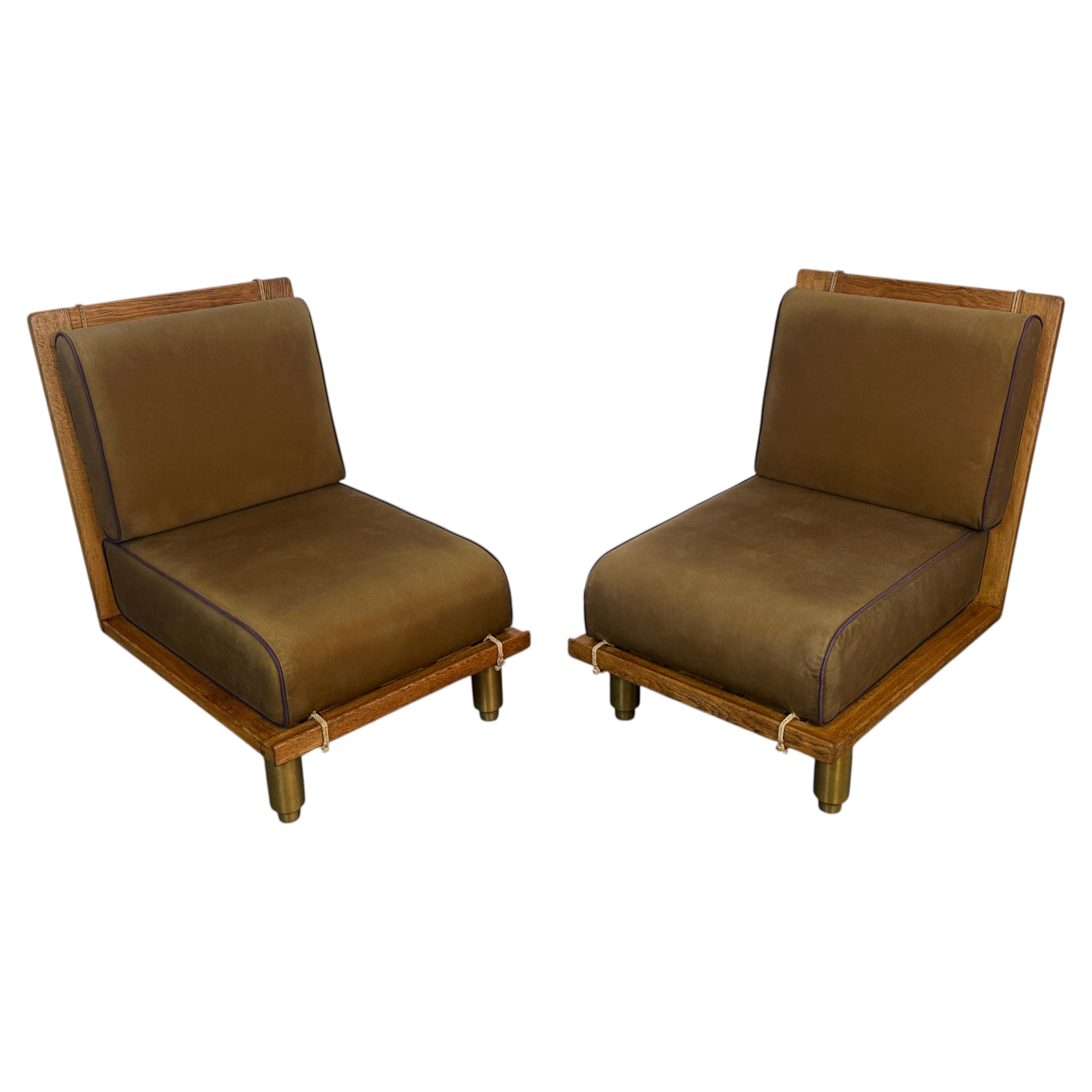 Paire de chaises "Elmyre" du milieu du siècle par Guillerme & Chambron pour Votre Maison