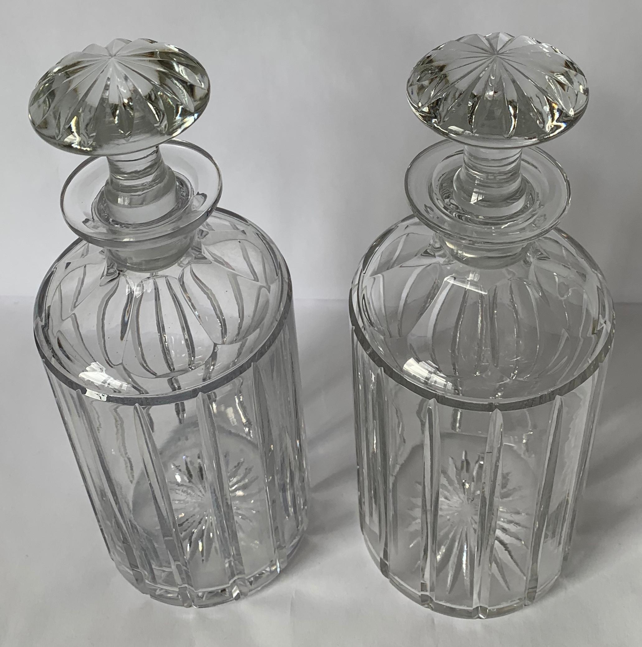 Pair of Midcentury English Cut Glass Decanters 3