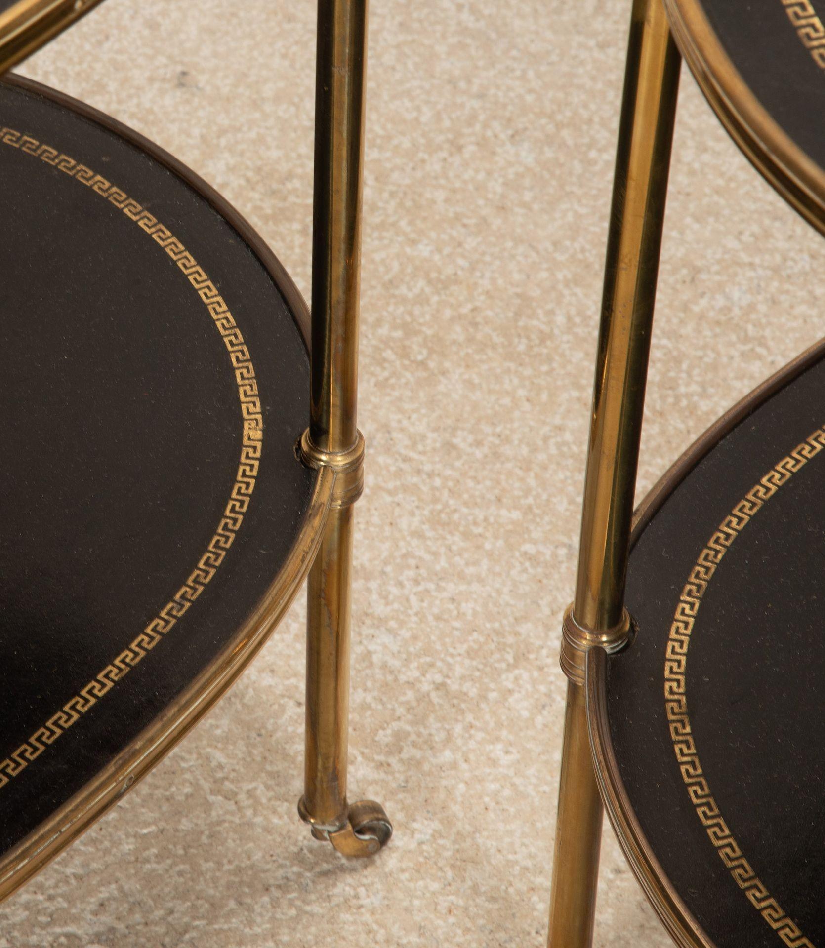 Pair of Mid-Century English Mallet Brass Two Tier Side Tables For Sale 7