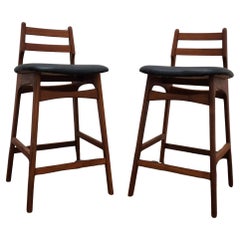 Pair of Mid Century Erik Buch Style Teak Counter Stools