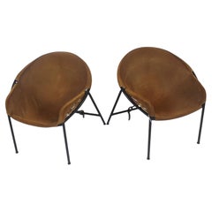 Pair of Mid century Erik Ole Jorgensen leather Sling Hoop Easy Chairs