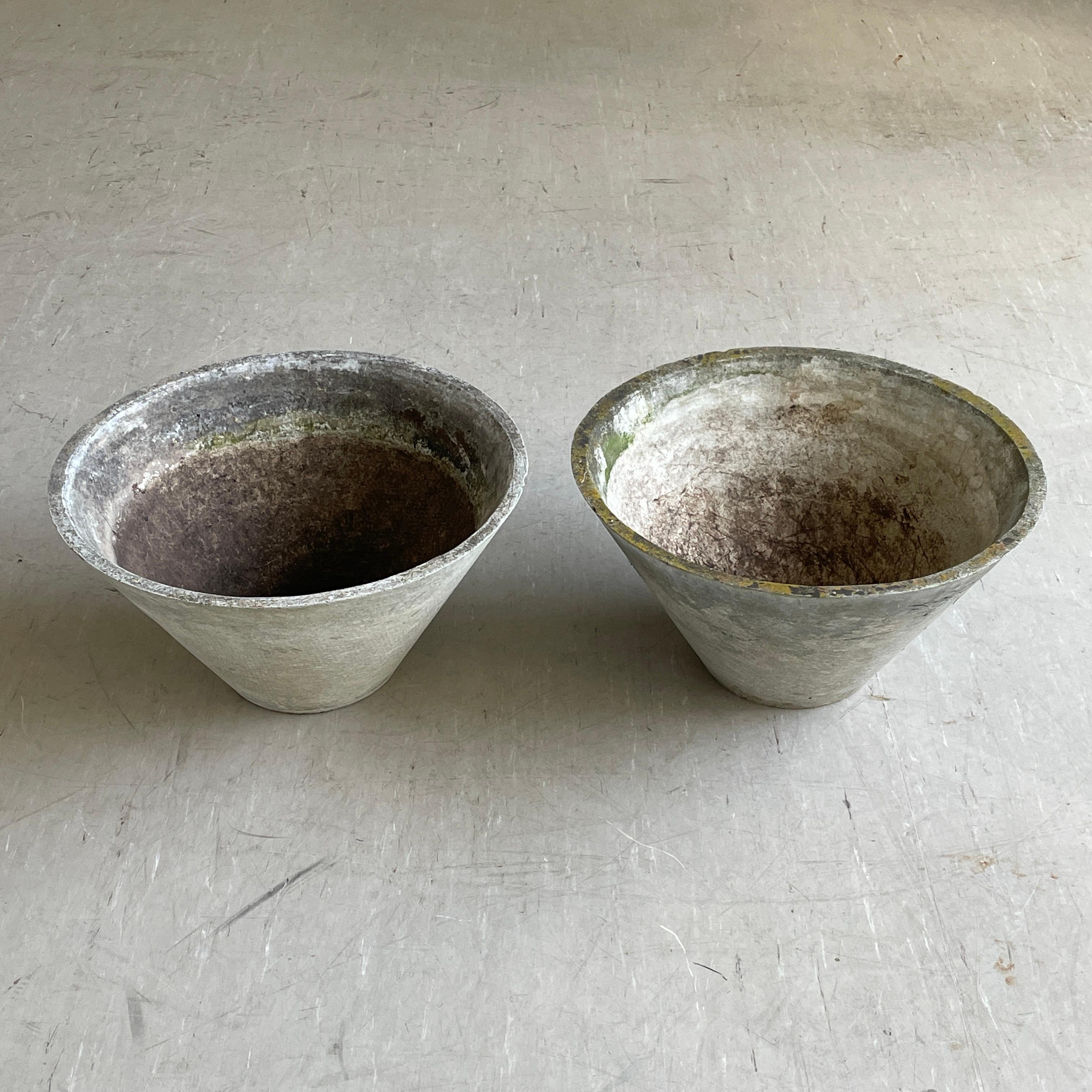 Swiss Pair of Mid Century Eternit Conical Planters by Willy Guhl For Sale