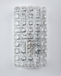 Pair of Midcentury European Clear Rectangular Bubble Glass Sconces, Circa 1970s