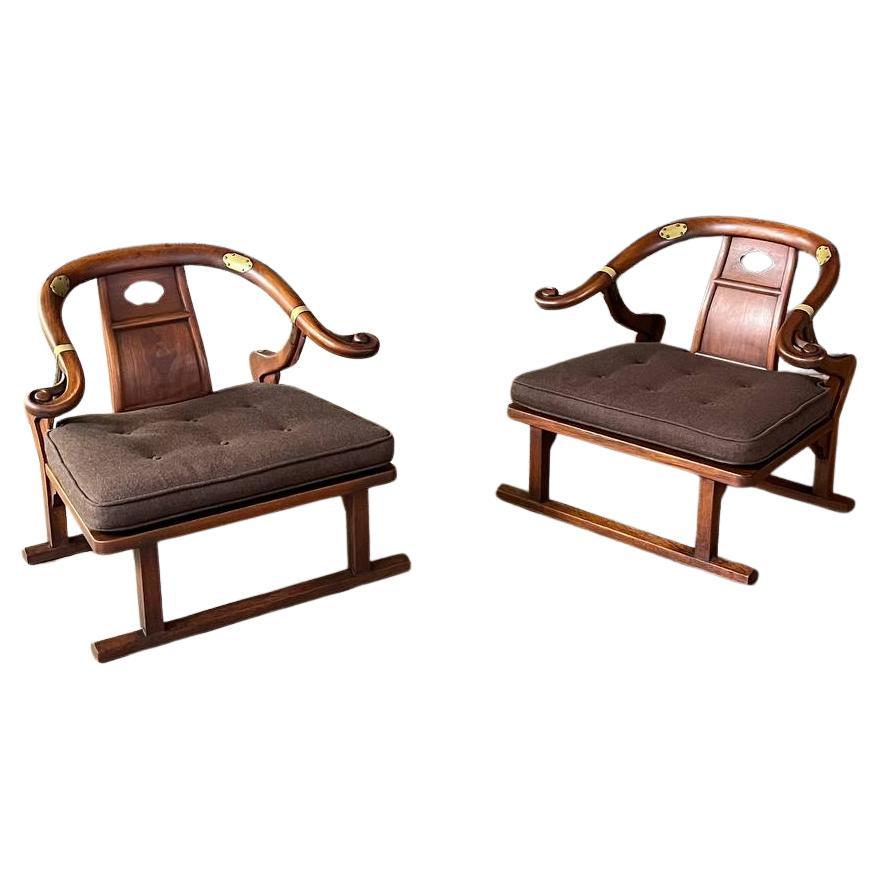Pair of Mid-Century “Far East Collection” Armchairs by Michael Taylor for Baker