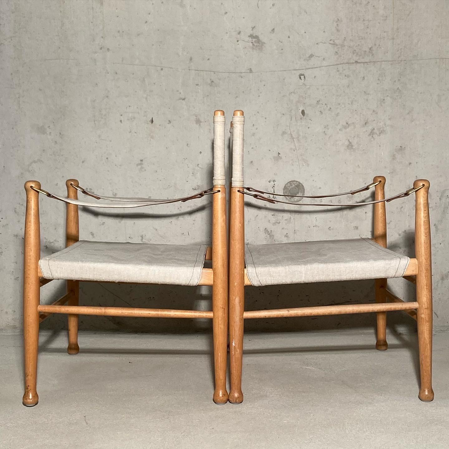 Danish Pair of Midcentury Farstrup Safari Chairs 1970s Denmark