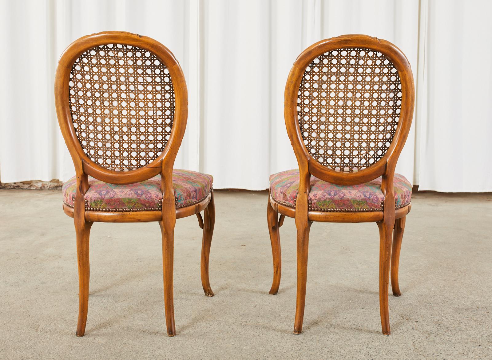Pair of Mid-Century Faux Bamboo and Cane Dining Chairs For Sale 4