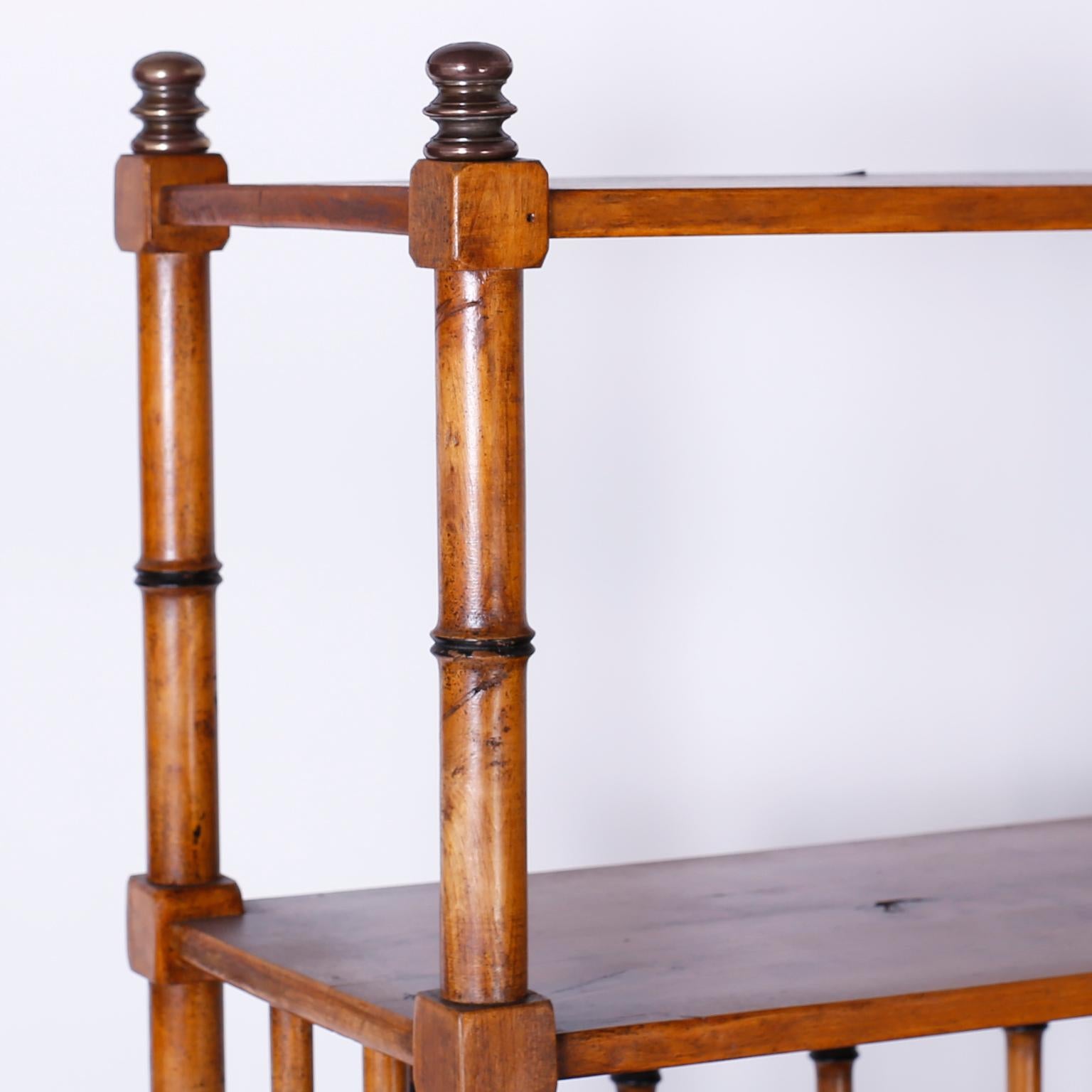 British Colonial Pair of Midcentury Faux Bamboo Étagères